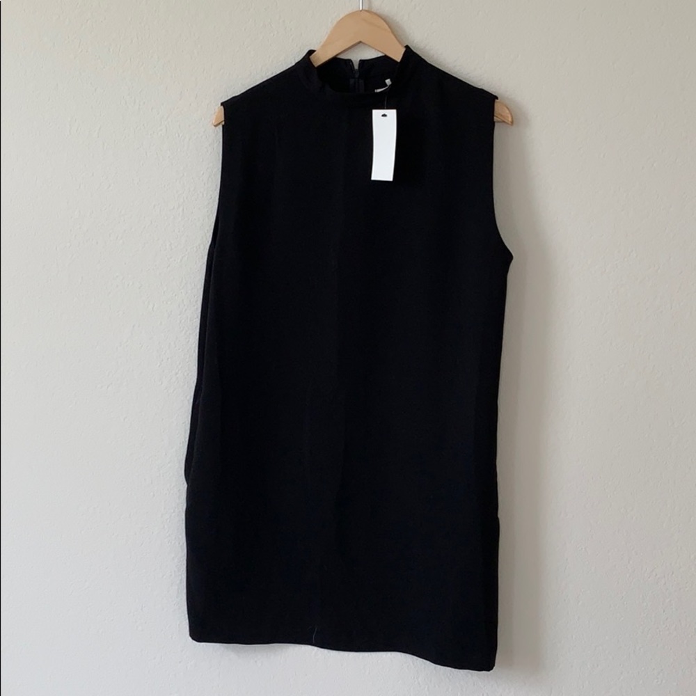 OAK + FORT Black High Neck Shift Dress